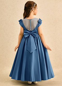 Azazie Toffee Abiti da Ragazza di Fiori Abito Stile Principessa in Raso Opaco Fiocco Crepuscolo image1
