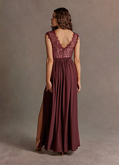 Anna Wine Plunging Back Maxi Dress image5