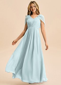 Azazie Emma Junior Vestido de Neblina de Gasa de Corte en A con Plisado image4