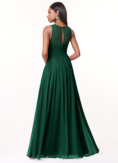 Azazie Nina Bridesmaid Dresses Emerald A-Line Pleated Chiffon Dress image2