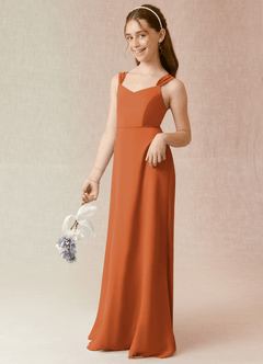 Azazie Denice Junior Cinnamon A-Line Chiffon Dress image3