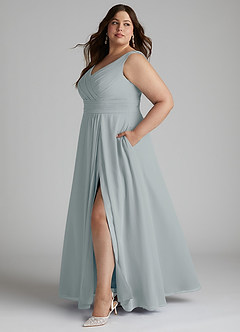 Azazie Karina Bridesmaid Dresses Dolphin Grey A-Line Pleated Chiffon Dress image7