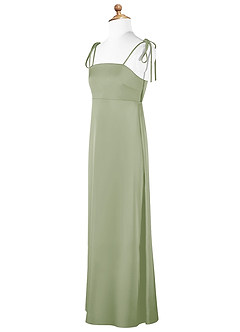 Azazie Violeta Junior Dusty Sage A-Line Bow Stretch Satin Dress image7