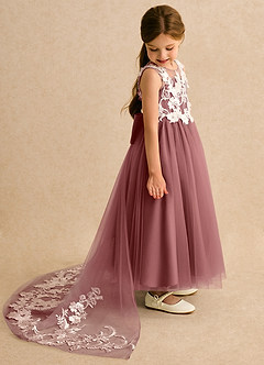 Azazie Mixie Flower Girl Dresses Amethyst Ball-Gown Lace Dress image3
