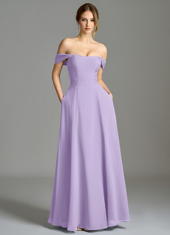 Azazie Oasis Bridesmaid Dresses Lilac A-Line with Pockets Chiffon Dress image2