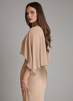 Azazie Ambra Bridesmaid Dresses Taupe Mermaid Pleated Stretch Satin Dress image8