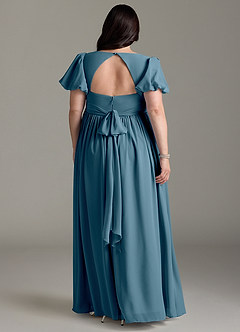 Azazie Madisynn Maternity Bridesmaid Dresses Bow Chiffon Floor-Length Dress image6