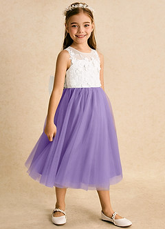 Azazie Lina Flower Girl Dresses Ivory Tahiti Ball-Gown Lace Dress image3