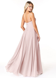 Azazie Emerald Bridesmaid Dresses Blushing Pink A-Line Ruffled Chiffon Dress image3
