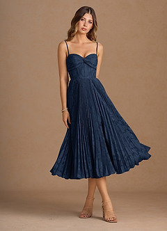 Annie Navy Pleated Midi Dress image3