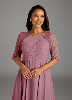 Azazie Dorothea Mother of the Bride Dresses Vintage Mauve A-Line Scoop lace Chiffon Dress image4