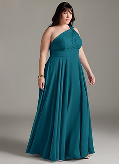 Azazie Charlize Bridesmaid Dresses Ink Blue A-Line One Shoulder Chiffon Dress image10