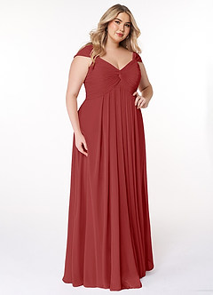 Azazie Kaitlynn Bridesmaid Dresses Rust Empire Ruched Chiffon Convertible Dress image12