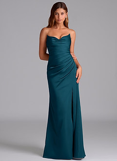 Azazie Claudelle Suknie dla druhen Syrena Bez ramiączek Satyna elastyczna Do ziemi Sukienka image6