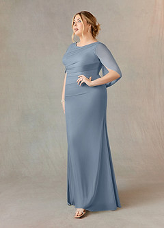 Azazie Belladonna Mère de la mariée Robes Robe Sirène en Maille Pliée à l'encolure Violet Crépusculaire image8