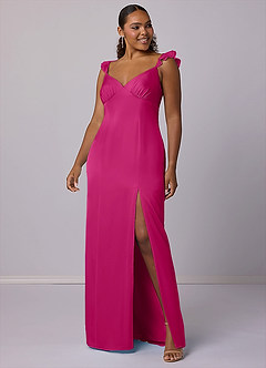 Barbie ♥ Azazie Bridesmaid Dresses Barbie Pink Sheath Stretch Satin Dress image6