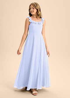 Azazie Callie Junior Abito A-Line in Chiffon Increspato Lavanda image1