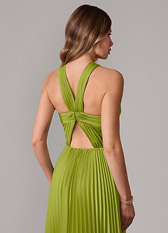Azazie Afra Abiti da Damigella Abito A-Line in Raso Elasticizzato Plissettato Citronella image6