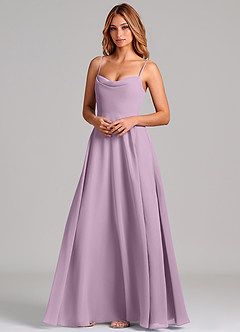 Azazie Elle Bridesmaid Dresses Wisteria A-Line Pleated Chiffon Dress image4