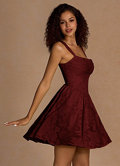 Ivy Wine Floral Burnout Cowl Mini Dress image4
