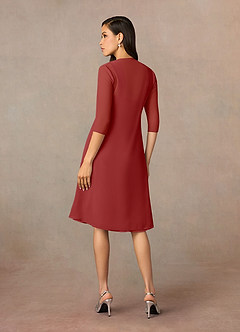 Azazie Olivia Mother of the Bride Dresses Rust A-Line Square Neckline Pleated Chiffon Dress image2