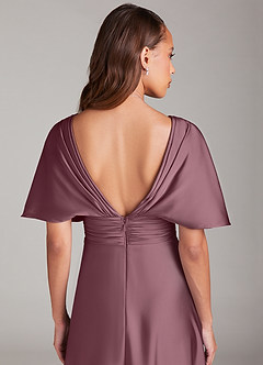 Azazie Pamela Robes de demoiselle d'honneur Robe Trapèze en Satin extensible Plissé Améthyste image6