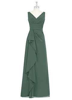 Azazie Julianna At-home Try On Dresses Butterscotch A-Line Chiffon Dress image6