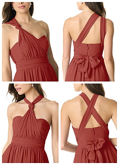 Azazie Olani Bridesmaid Dresses Terracotta A-Line Off the Shoulder Chiffon Convertible Dress image7