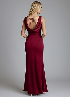 Azazie Tallie Bridesmaid Dresses Burgundy Mermaid Pleated Stretch Satin Dress image6