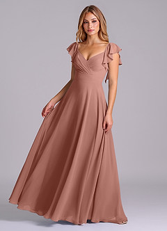 Azazie Leilani Bridesmaid Dresses Cedar Rose A-Line Pleated Chiffon Dress image1