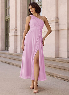 Azazie Brooke Jurken voor bruidsmeisjes Jurk van Chiffon met A-Lijn One-Shoulder Snoep Roze image2