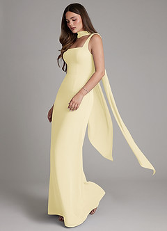 Azazie Katya Bridesmaid Dresses Lemon Sorbet Mermaid Square Neckline Chiffon Convertible Dress image4