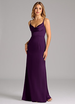 Azazie Aimee Robes de demoiselle d'honneur Robe Trapèze en Satin extensible Encolure en Forme de Cœur Grain De Raisin image1