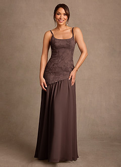 Azazie Flossie Mother of the Bride Dresses Ganache A-Line Pleated Chiffon Dress image4