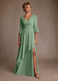 Azazie Eire Mère de la mariée Robes Robe Trapèze en Mousseline de soie Plissée Matcha image4