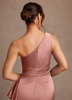 Azazie Yvette Mother of the Bride Dresses Rosette Sheath One Shoulder Stretch Satin Dress image7