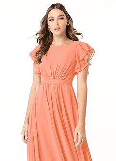 Azazie Daphne Modest Bridesmaid Dresses A-Line Ruffled Chiffon Floor-Length Dress image4