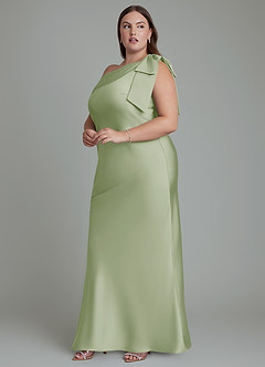 Azazie Yuanna Bridesmaid Dresses Dusty Sage Mermaid One Shoulder Stretch Satin Dress image13