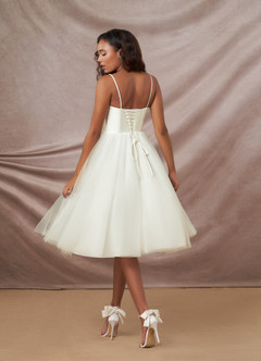 Azazie Gelsey Wedding Dresses A-Line Sweetheart Neckline Tulle Knee-Length Dress image5