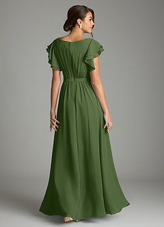 Azazie Daphne Modest Bridesmaid Dresses A-Line Ruffled Chiffon Floor-Length Dress image2