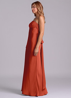 Azazie Ailanie Brudtärnklänningar Klä av Tubklänning i Stretch Satin Axelbandslös Rost image6