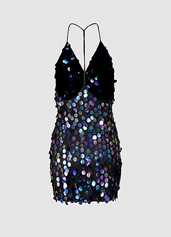 Brightest Moment Black Multi Sequin Bodycon Mini Dress image7