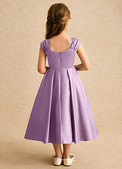 Azazie Yosemite Flower Girl Dresses Wisteria Ball-Gown Sweetheart Neckline Matte Satin Dress image2
