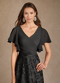 Azazie Fallon vestidos de madre de la novia Vestido de Negro de Encaje de Corte En A con Plisado image6