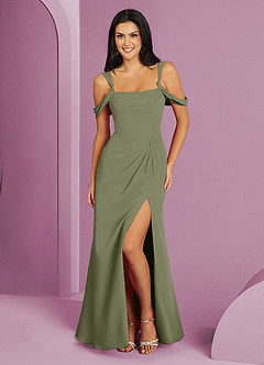 Barbie ♥ Azazie Bridesmaid Dresses Pistachio A-Line Off the Shoulder Chiffon Dress image1