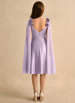 Azazie Resa Girls Formal Vente finale Robe Trapèze en Mat Satiné Plissée Frostiges Flieder image4