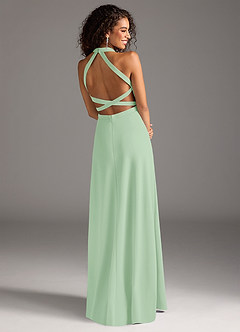 Azazie Clarice Final Sale Dusty Sage A-Line High Neck Stretch Crepe Dress image3