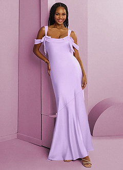 Barbie ♥ Azazie Bridesmaid Dresses Lilac Sheath Pleated Stretch Satin Dress image8