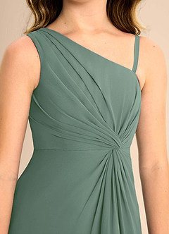 Azazie Brooke Junior Eucalyptus A-Line Side Slit Chiffon Dress image7