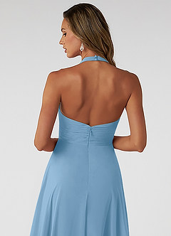 Azazie Tessie Bridesmaid Dresses Steel Blue A-Line V-Neck Pleated Chiffon Dress image4